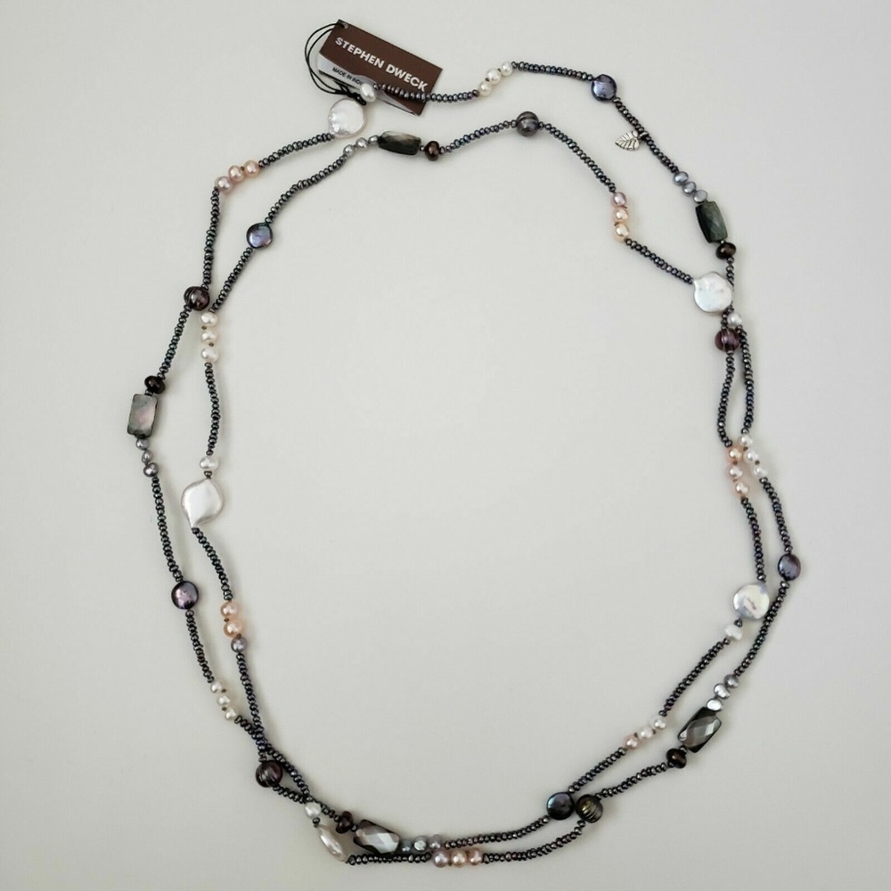 Stephen Dweck Multi-Hued Pearl & Faceted Tahitian MOP Necklace 42"